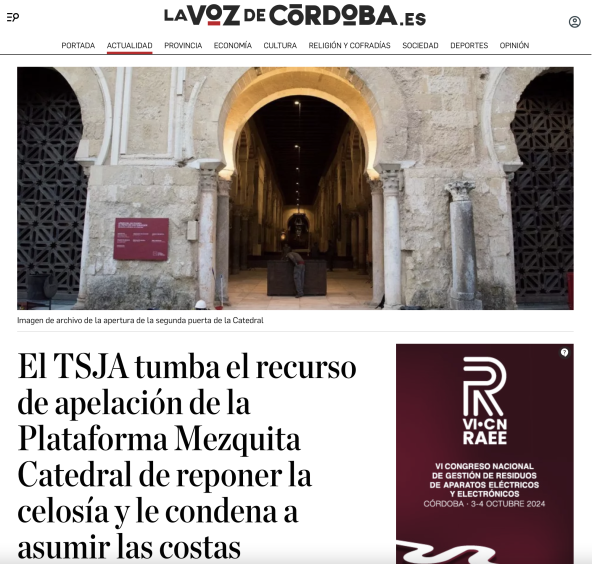 El TSJA tumba el recurso de apelación de la Plataforma Mezquita ...